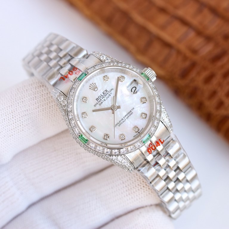 White shell   the latest masterpiece! ROLEX Rolex Oyster Log 31 series  inlaid with top natural diamonds, large shiny, extremely difficult, the same material at present the most flash process. No expense spared only for 