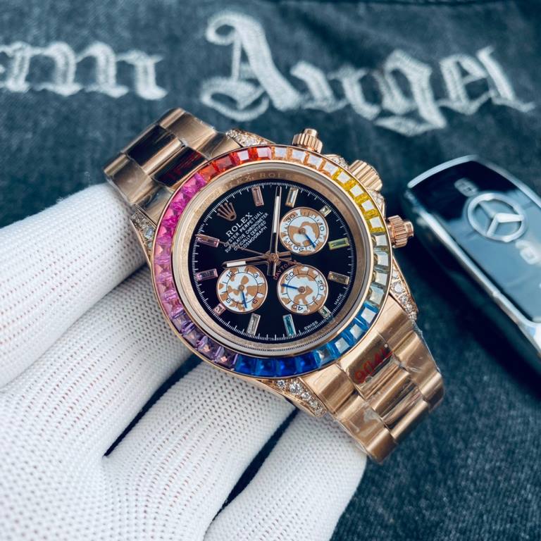 BrandRolex Rainbow Di  seriesRainbow  Ditonner series   style classic three-eye six-hand design, atmospheric fashion Strap316 steelItaly imported rubber strap  case cover 316 steel production of artisan craftsmanship  Mi