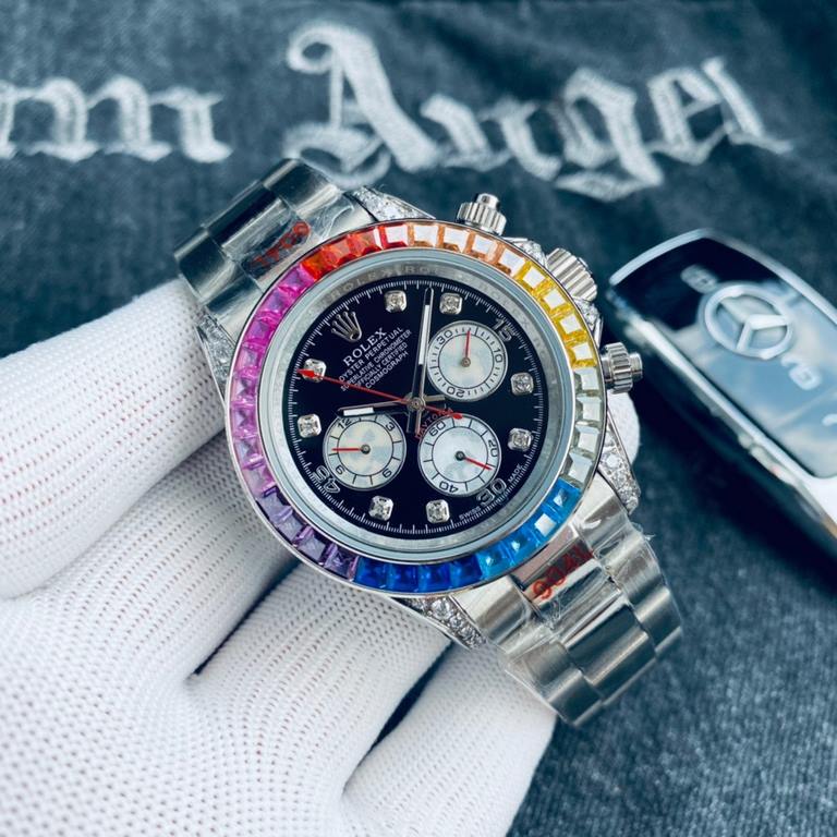 BrandRolex Rainbow Di  seriesRainbow  Ditonner series   style classic three-eye six-hand design, atmospheric fashion Strap316 steelItaly imported rubber strap  case cover 316 steel production of artisan craftsmanship  Mi