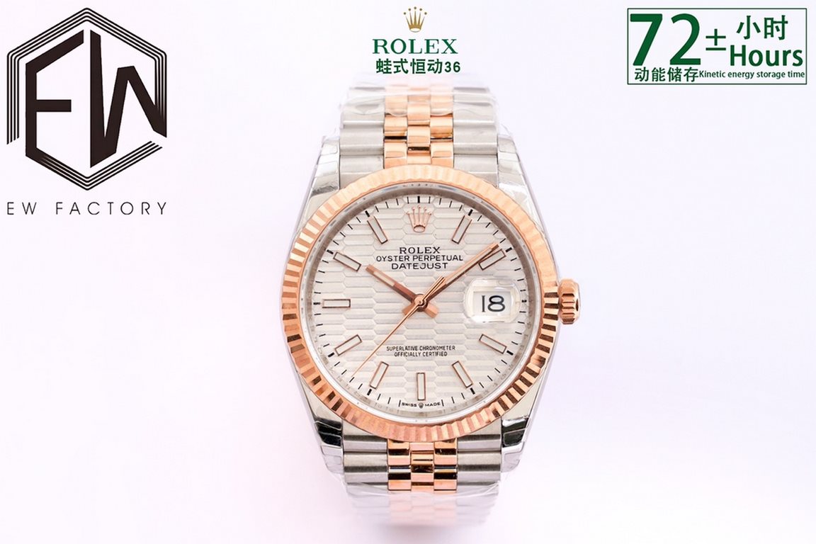 EW2021 New Rolex Oyster Log 36 Series1 with the new Rolex caliber 3235;2 Almost the same thickness as the original 11.7mm 36mm diameter;3 Polished word studs; top Swiss ice blue luminescence, consistent with the original