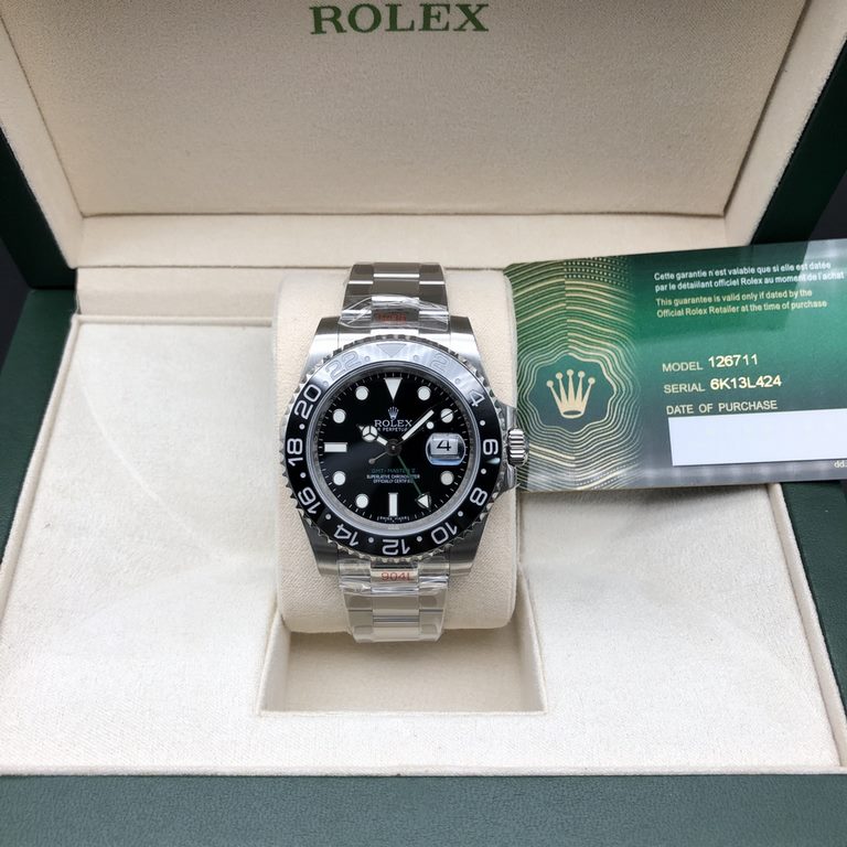 SL latest launch-Rolex GMT IIGMT①The latest official anti-counterfeiting card (official consistency)②904 stainless steel (restore the excellent structure of the genuine case cover)③Double rotating imported ceramic bezel 