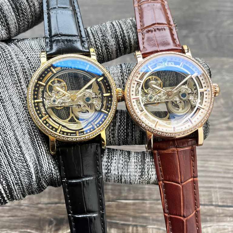 Complicated timepieces Luxury atmosphereClassic new products shocked listing【Newest】：Rox three hand boutique skeletonized design【Type】：Boutique men's watches[Strap] Genuine cowhide leather strap【Movement】：High-end automa