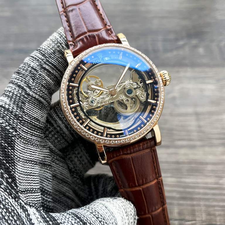 Complicated timepieces Luxury atmosphereClassic new products shocked listing【Newest】：Rox three hand boutique skeletonized design【Type】：Boutique men's watches[Strap] Genuine cowhide leather strap【Movement】：High-end automa