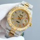 Rolex full diamond log replica highest version! Square diamond bezel and designed with higher-end setting process! The highest degree of one-to-one reproduction! Dial rainbow stripe diamond star design, 41mm diameter! Eq