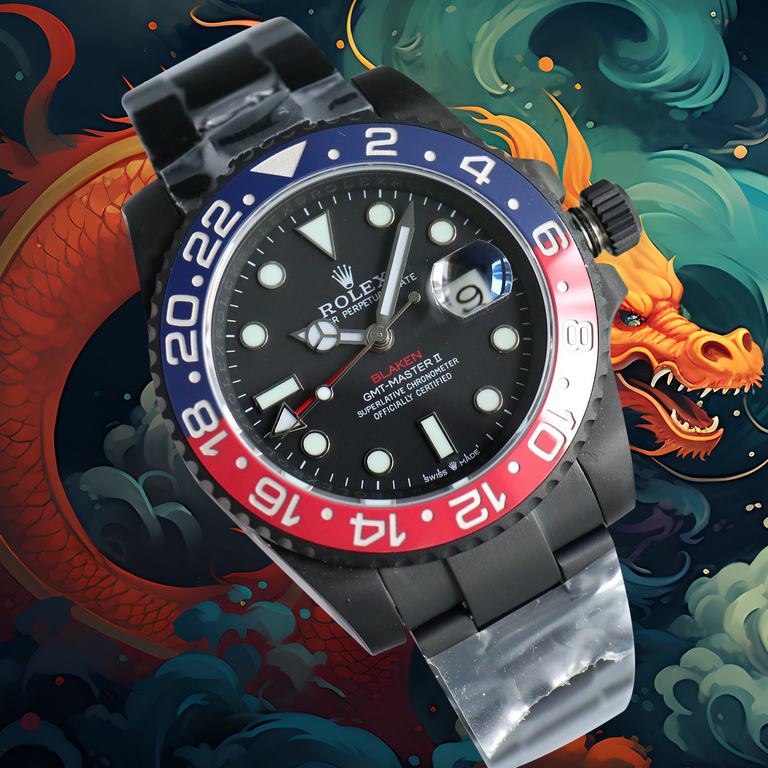 Year of the Dragon   BLACK new listing Rolex BLACK official customized version of the Greenwich REVENGE (Milgauss Revenge) limited edition on sale New DLC black plating process   anti-fingerprint coating one-piece bi-dir