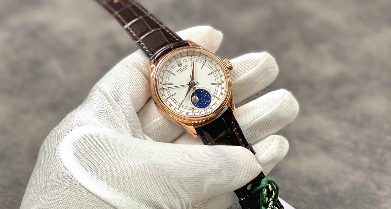 UU Factory2021 latest masterpiecesuper copy !V2 version of the Rolex Cellini m50535-0002 Moonphase in 18ct Eternal Rose Gold!Watch size 39 x 11.81. Exclusive customized Cal.3195 original movement, the function to do the 