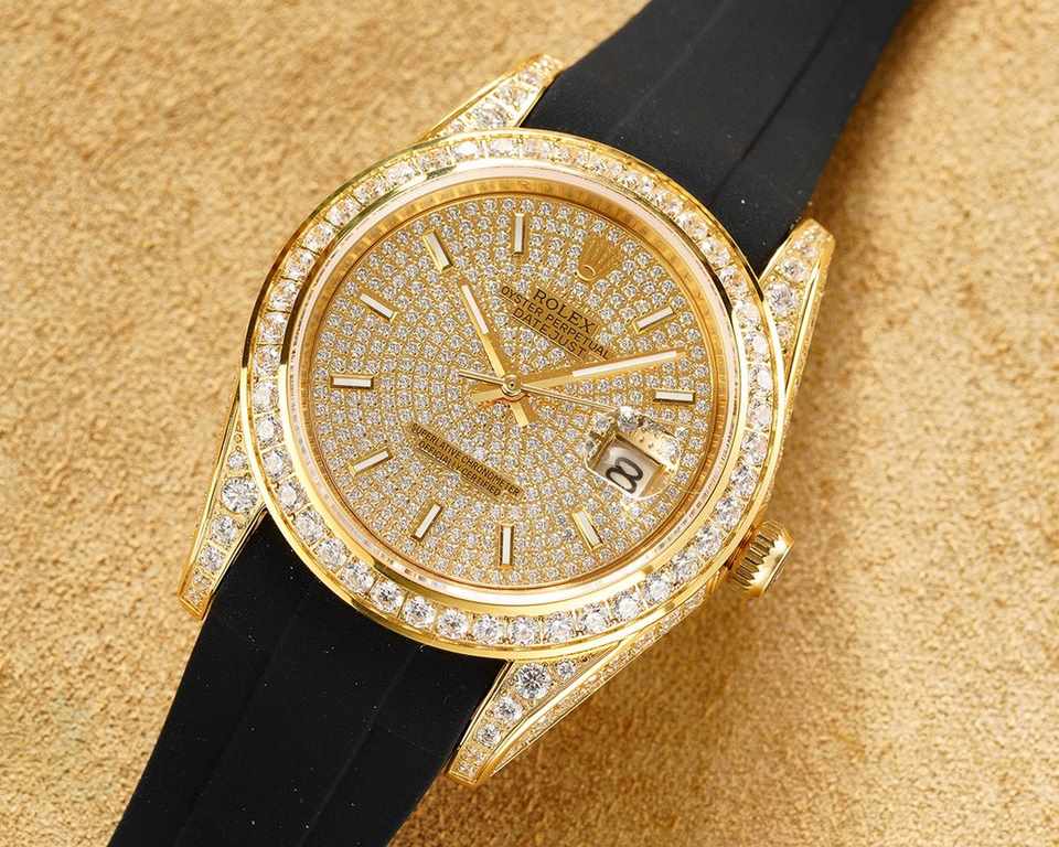 high-end series! Rolex (full diamond case, full star series top version) original open mold, (I struggle for luxury) equipped with ultra-stable original 3255 movement, sapphire crystal, glass diameter 41mm market tape (t