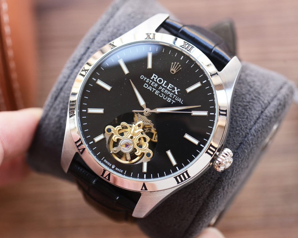 Men's favorite Big Flywheel watch  Newest】：Rolex  Best Design Exclusive First  【Type】：Boutique men's watches[Strap] Genuine cowhide leather strap【Movement】：High-end automatic mechanical movement[Mirror] mineral reinforce