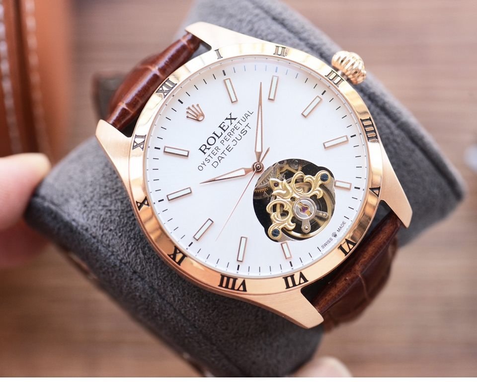 Men's favorite Big Flywheel watch  Newest】：Rolex  Best Design Exclusive First  【Type】：Boutique men's watches[Strap] Genuine cowhide leather strap【Movement】：High-end automatic mechanical movement[Mirror] mineral reinforce