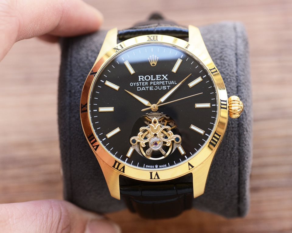 Men's favorite Big Flywheel watch  Newest】：Rolex  Best Design Exclusive First  【Type】：Boutique men's watches[Strap] Genuine cowhide leather strap【Movement】：High-end automatic mechanical movement[Mirror] mineral reinforce