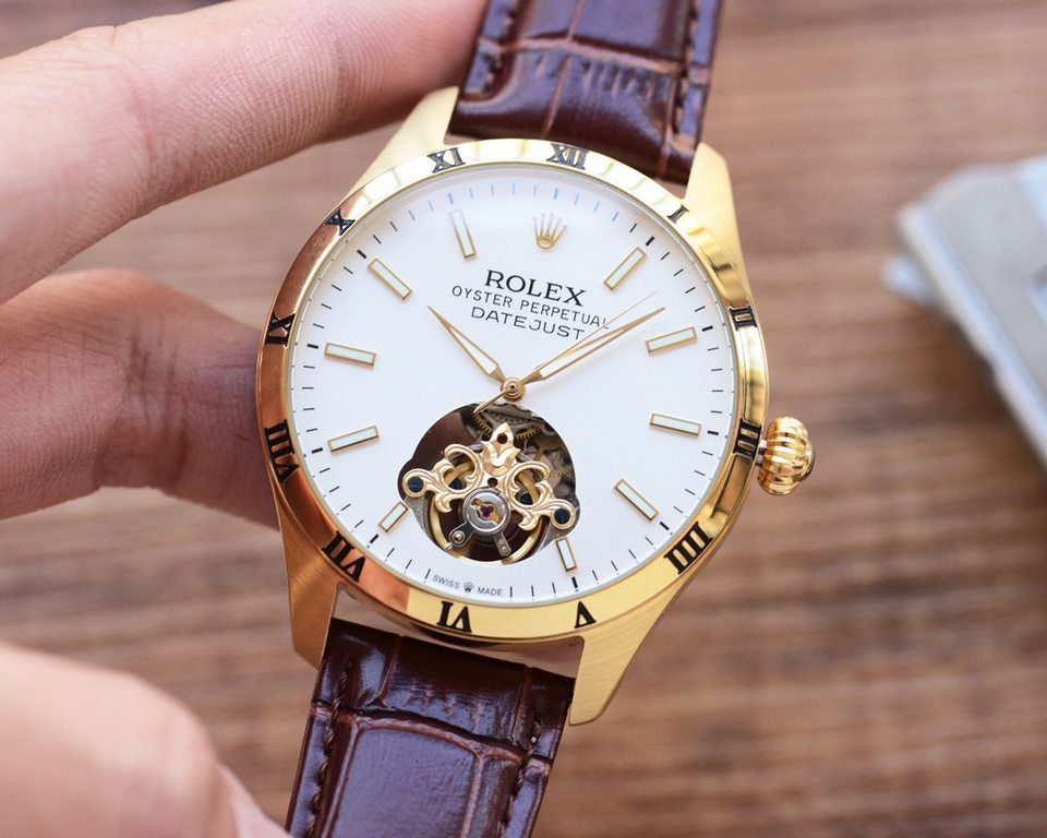 Men's favorite Big Flywheel watch  Newest】：Rolex  Best Design Exclusive First  【Type】：Boutique men's watches[Strap] Genuine cowhide leather strap【Movement】：High-end automatic mechanical movement[Mirror] mineral reinforce