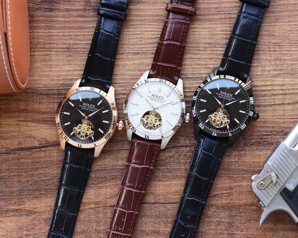 Men's favorite Big Flywheel watch  Newest】：Rolex  Best Design Exclusive First  【Type】：Boutique men's watches[Strap] Genuine cowhide leather strap【Movement】：High-end automatic mechanical movement[Mirror] mineral reinforce