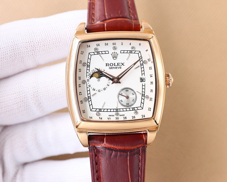 Gold and white with. Rolex - ROLEX   tide men trend new men's full full diamond trench encrusted watch equipped with automatic 82S3 Asia   automatic imported mechanical movement 904L stainless steel case Italy    calfski