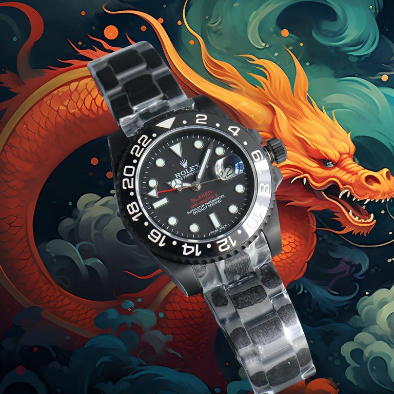 Year of the Dragon   BLACK new listing Rolex BLACK official customized version of the Greenwich REVENGE (Milgauss Revenge) limited edition on sale New DLC black plating process   anti-fingerprint coating one-piece bi-dir