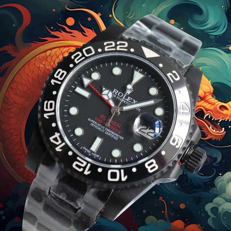 Year of the Dragon   BLACK new listing Rolex BLACK official customized version of the Greenwich REVENGE (Milgauss Revenge) limited edition on sale New DLC black plating process   anti-fingerprint coating one-piece bi-dir