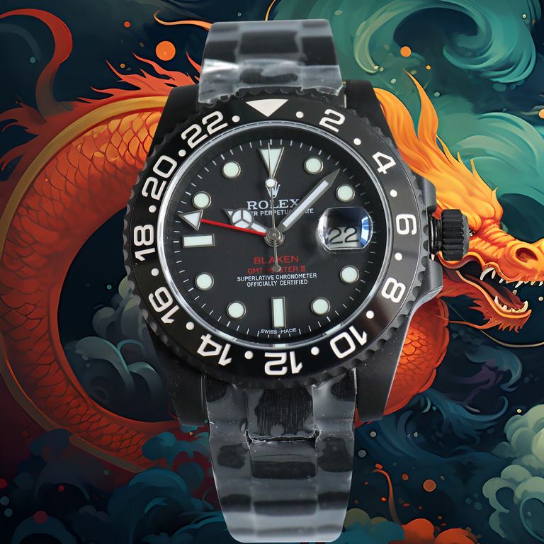 Year of the Dragon   BLACK new listing Rolex BLACK official customized version of the Greenwich REVENGE (Milgauss Revenge) limited edition on sale New DLC black plating process   anti-fingerprint coating one-piece bi-dir