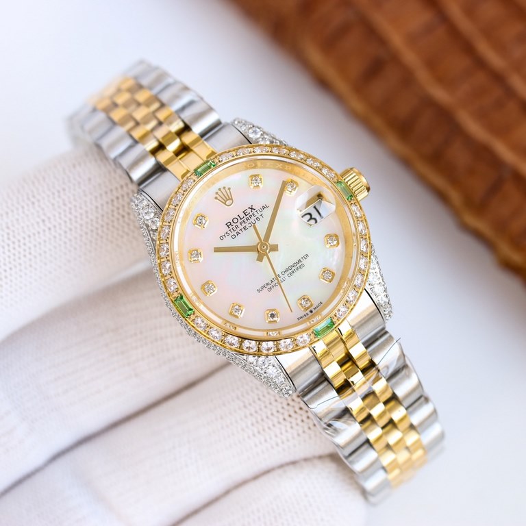 White shell   the latest masterpiece! ROLEX Rolex Oyster Log 31 series  inlaid with top natural diamonds, large shiny, extremely difficult, the same material at present the most flash process. No expense spared only for 