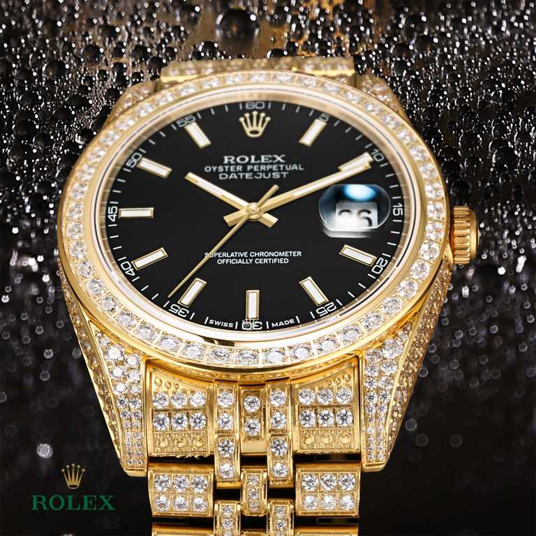 The highest version of the high-definition real photo journal full of diamonds models! 41mm diameter! Suitable for both men and women! Adopting 3255 automatic mechanical movement! Rolex luxury 18k nanotechnology! 5 group