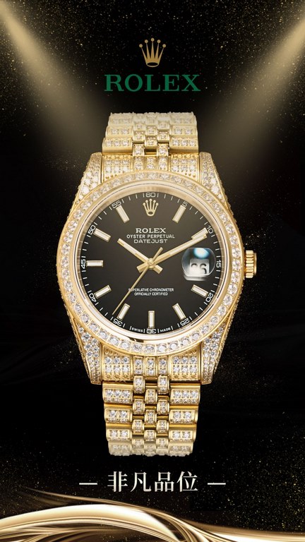 The highest version of the high-definition real photo journal full of diamonds models! 41mm diameter! Suitable for both men and women! Adopting 3255 automatic mechanical movement! Rolex luxury 18k nanotechnology! 5 group