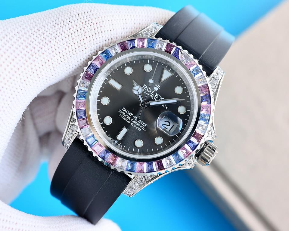 The Rolex Rolex Global Limited Edition Jeweled Yacht Masterpiece pushes the boundaries aesthetically, and you can combine your love of jewelry and Swiss watches in this watch. The bezel, case and buckle are set with Swar