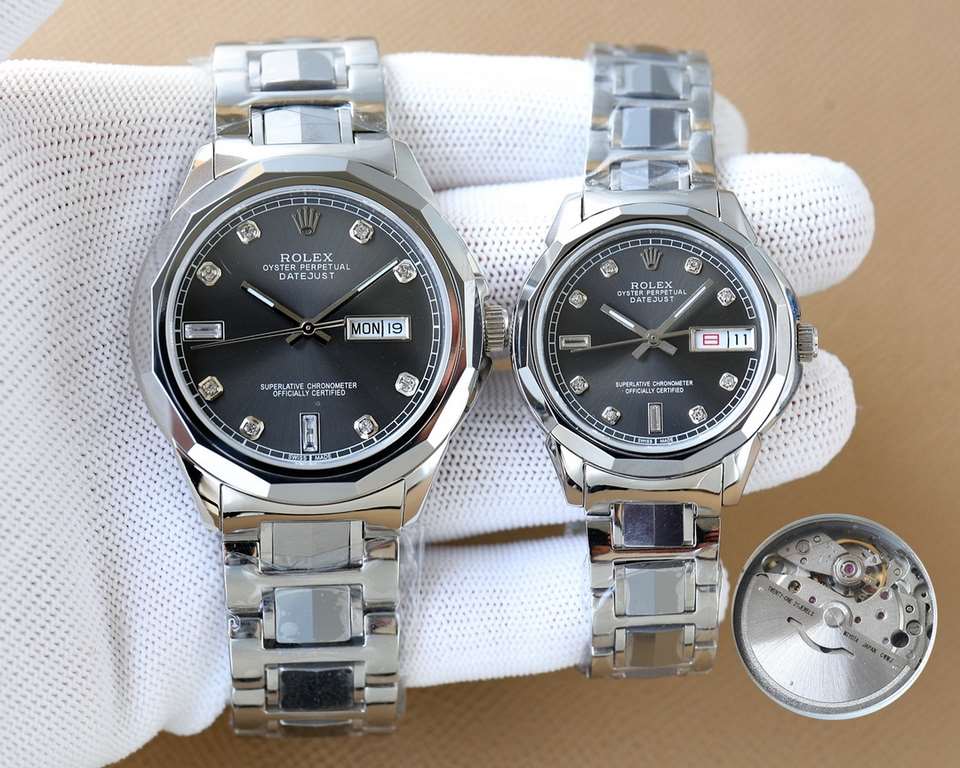 The latest couple watches   Rolex - ROLEX  Business Casual Men's Mechanical WatchesImported Japanese original Seiko machine316L steel case cover between tungsten steelSuper Sapphire GlassDiameter 42mm Women's 32mmGenuine