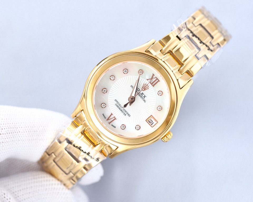 New Rolex Ladies' Watch!New listing! Shell face! Swarovski crystal diamonds with trendy matching! Simple dial design, simple but not monotonous! 316L stainless steel case, the corners of the more Hyun Li, show the charm 