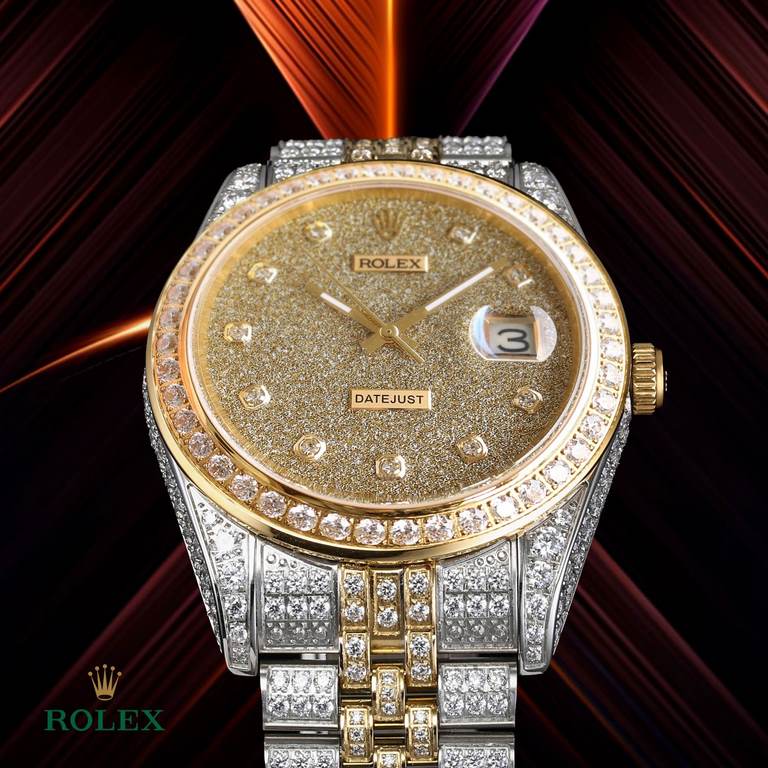 The highest version of the high-definition real photo Journal full of diamonds model! 41mm diameter! Suitable for both men and women! Adopting 3255 automatic mechanical movement! Rolex luxury 18k nanotechnology! 5 groups