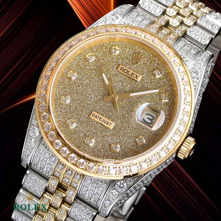 The highest version of the high-definition real photo Journal full of diamonds model! 41mm diameter! Suitable for both men and women! Adopting 3255 automatic mechanical movement! Rolex luxury 18k nanotechnology! 5 groups