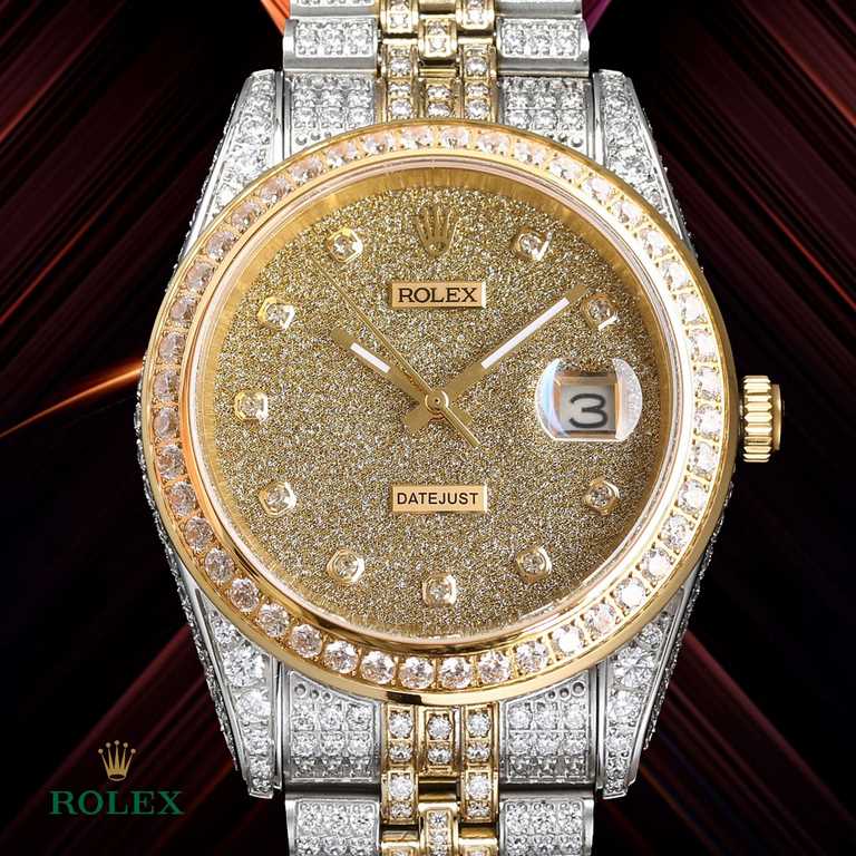 The highest version of the high-definition real photo Journal full of diamonds model! 41mm diameter! Suitable for both men and women! Adopting 3255 automatic mechanical movement! Rolex luxury 18k nanotechnology! 5 groups