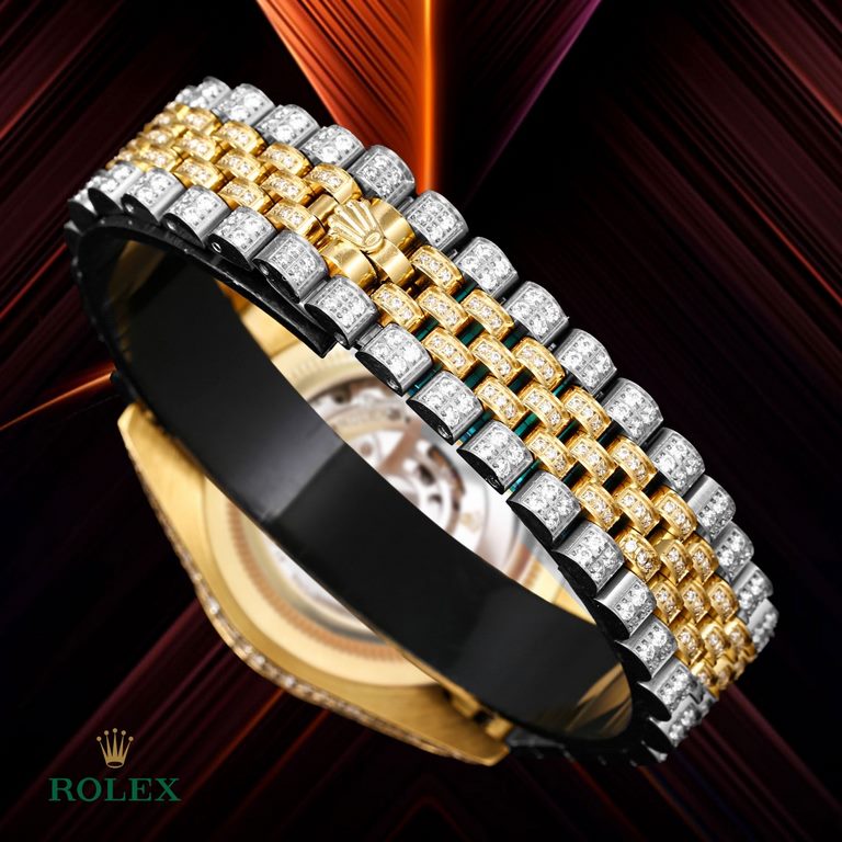 The highest version of the high-definition real photo Journal full of diamonds model! 41mm diameter! Suitable for both men and women! Adopting 3255 automatic mechanical movement! Rolex luxury 18k nanotechnology! 5 groups