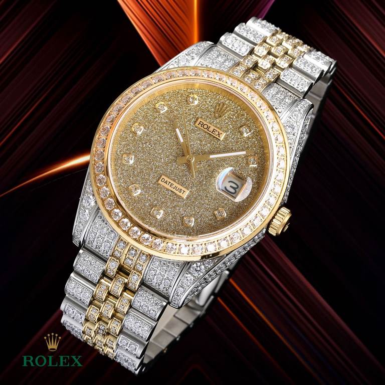 The highest version of the high-definition real photo Journal full of diamonds model! 41mm diameter! Suitable for both men and women! Adopting 3255 automatic mechanical movement! Rolex luxury 18k nanotechnology! 5 groups