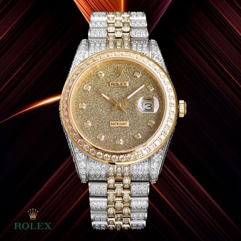 The highest version of the high-definition real photo Journal full of diamonds model! 41mm diameter! Suitable for both men and women! Adopting 3255 automatic mechanical movement! Rolex luxury 18k nanotechnology! 5 groups