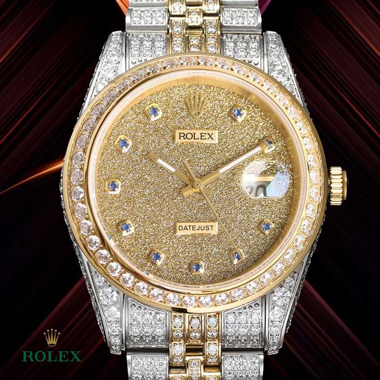 The highest version of the high-definition real photo Journal full of diamonds model! 41mm diameter! Suitable for both men and women! Adopting 3255 automatic mechanical movement! Rolex luxury 18k nanotechnology! 5 groups