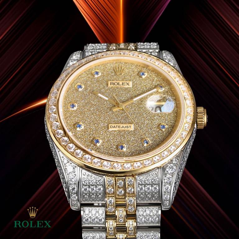 The highest version of the high-definition real photo Journal full of diamonds model! 41mm diameter! Suitable for both men and women! Adopting 3255 automatic mechanical movement! Rolex luxury 18k nanotechnology! 5 groups