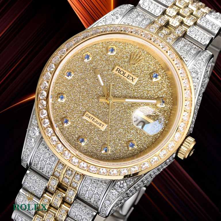 The highest version of the high-definition real photo Journal full of diamonds model! 41mm diameter! Suitable for both men and women! Adopting 3255 automatic mechanical movement! Rolex luxury 18k nanotechnology! 5 groups