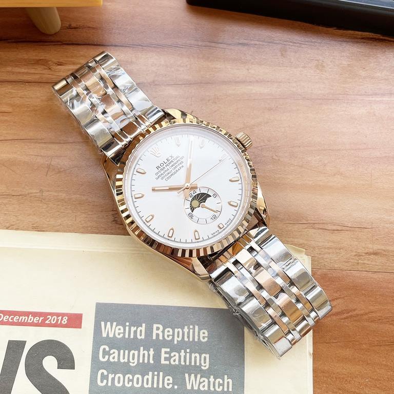 Rolex. Rolex Rolex boutique men's watches, classic big three hands equipped with moon phase design, distinguished atmosphere, gentleman style, excellent quality, hot sale all over the city. Adopting automatic mechanical 