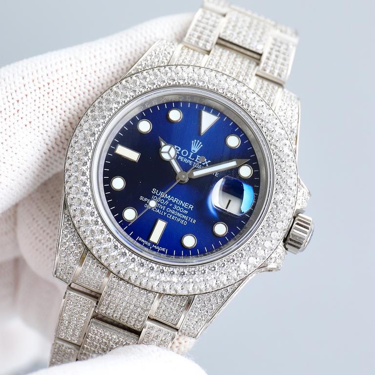 First time arrival, player poison, perfect restoration of the most expensive Rolex Full Sky watch ever made, the Submariner Pavé Diamond Special! The bezel, case, bracelet, and clasp are all densely set with the finest S