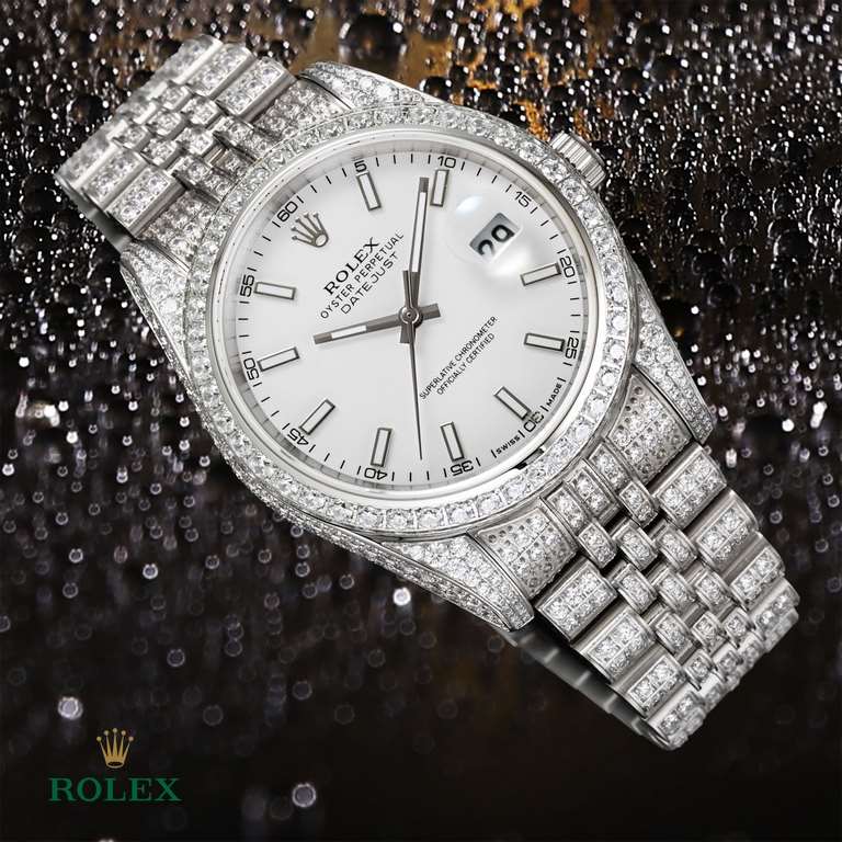 The highest version of the high-definition real photo journal full of diamonds models! 41mm diameter! Suitable for both men and women! Adopting 3255 automatic mechanical movement! Rolex luxury 18k nanotechnology! 5 group