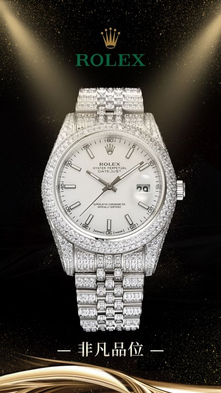 The highest version of the high-definition real photo journal full of diamonds models! 41mm diameter! Suitable for both men and women! Adopting 3255 automatic mechanical movement! Rolex luxury 18k nanotechnology! 5 group