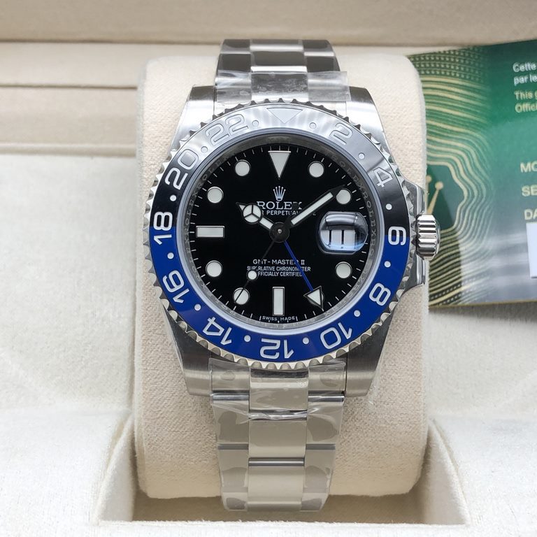 SL latest launch-Rolex GMT IIGMT①The latest official anti-counterfeiting card (official consistency)②904 stainless steel (restore the excellent structure of the genuine case cover)③Double rotating imported ceramic bezel 