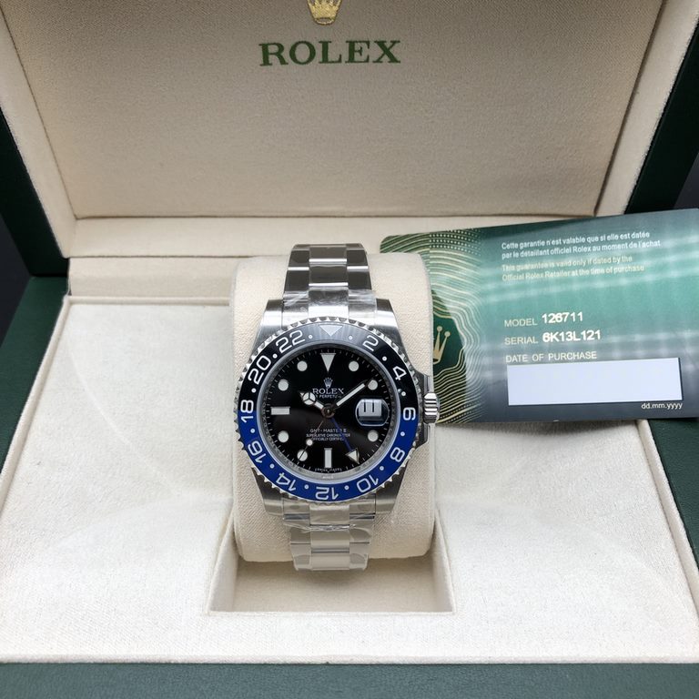 SL latest launch-Rolex GMT IIGMT①The latest official anti-counterfeiting card (official consistency)②904 stainless steel (restore the excellent structure of the genuine case cover)③Double rotating imported ceramic bezel 