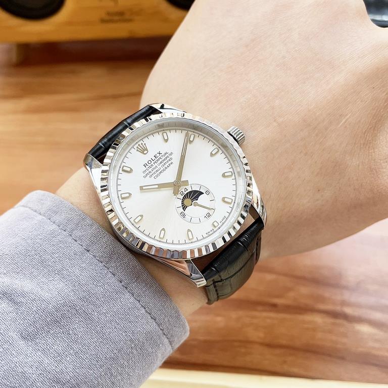 Rolex. Rolex Rolex boutique men's watches, classic big three hands equipped with moon phase design, distinguished atmosphere, gentleman style, excellent quality, hot sale all over the city. Adopting automatic mechanical 