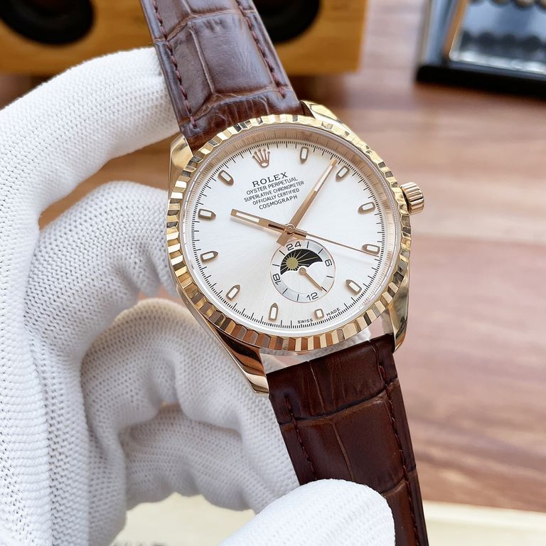 Rolex. Rolex Rolex boutique men's watches, classic big three hands equipped with moon phase design, distinguished atmosphere, gentleman style, excellent quality, hot sale all over the city. Adopting automatic mechanical 