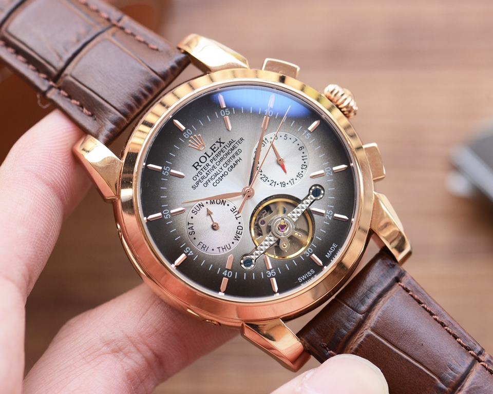 Men's favorite multi-function watch  【Newest】：Rolex   best design   exclusive first  【Type】：Boutique men's watches[Strap] Genuine cowhide leather strap[Movement] High-end automatic mechanical movement[Mirror] mineral rei