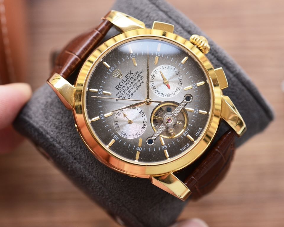 Men's favorite multi-function watch  【Newest】：Rolex   best design   exclusive first  【Type】：Boutique men's watches[Strap] Genuine cowhide leather strap[Movement] High-end automatic mechanical movement[Mirror] mineral rei