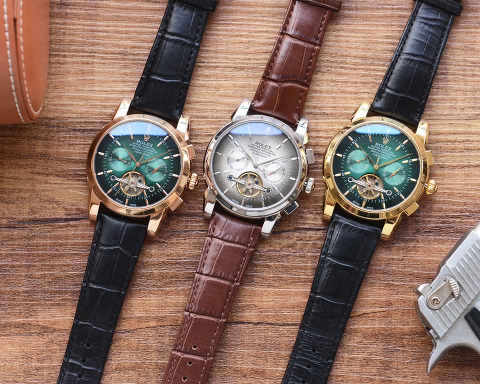 Men's favorite multi-function watch  【Newest】：Rolex   best design   exclusive first  【Type】：Boutique men's watches[Strap] Genuine cowhide leather strap[Movement] High-end automatic mechanical movement[Mirror] mineral rei