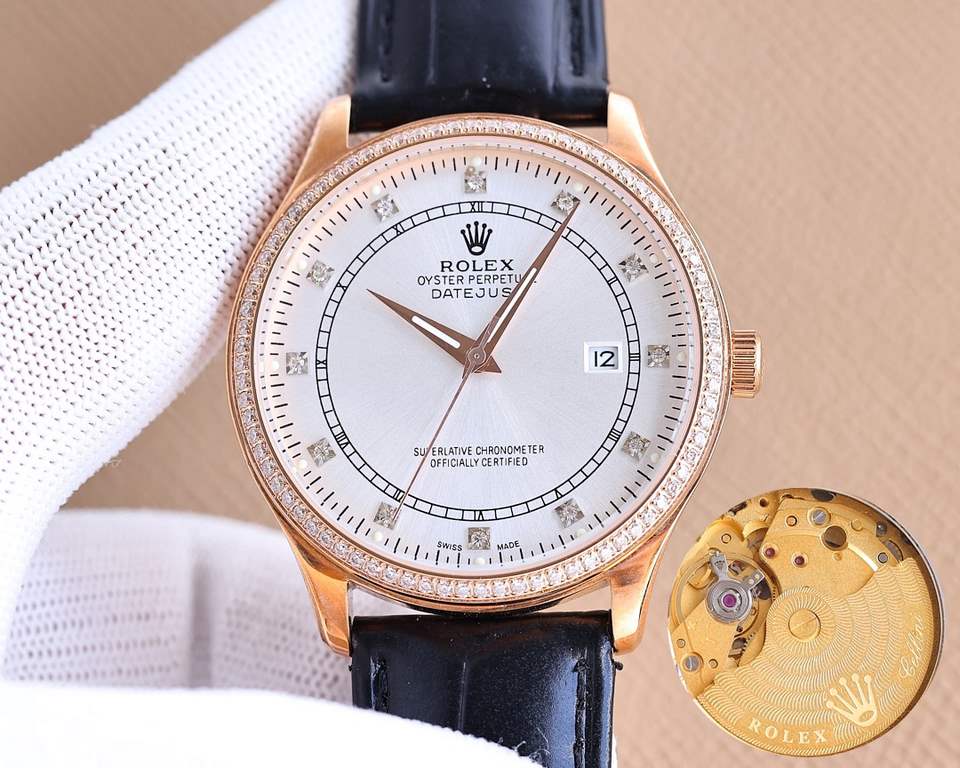 Gold and white with. Rolex Rolex boutique men's watches, classic three-hand design, noble atmosphere, gentleman style, excellent quality, hot sale all over the city. The use of imported Citizen mechanical movement (zero 