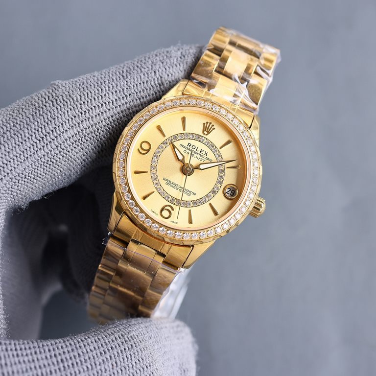 Rolex - New R OLEX Lady Jewelry CollectionUpgraded V8 version with high-end sunburst dial Circle set 38 Wesselton diamonds [Rose] [Rose] Fashion women's watch Simple three hands.Night time super luminous   unique  3   wo