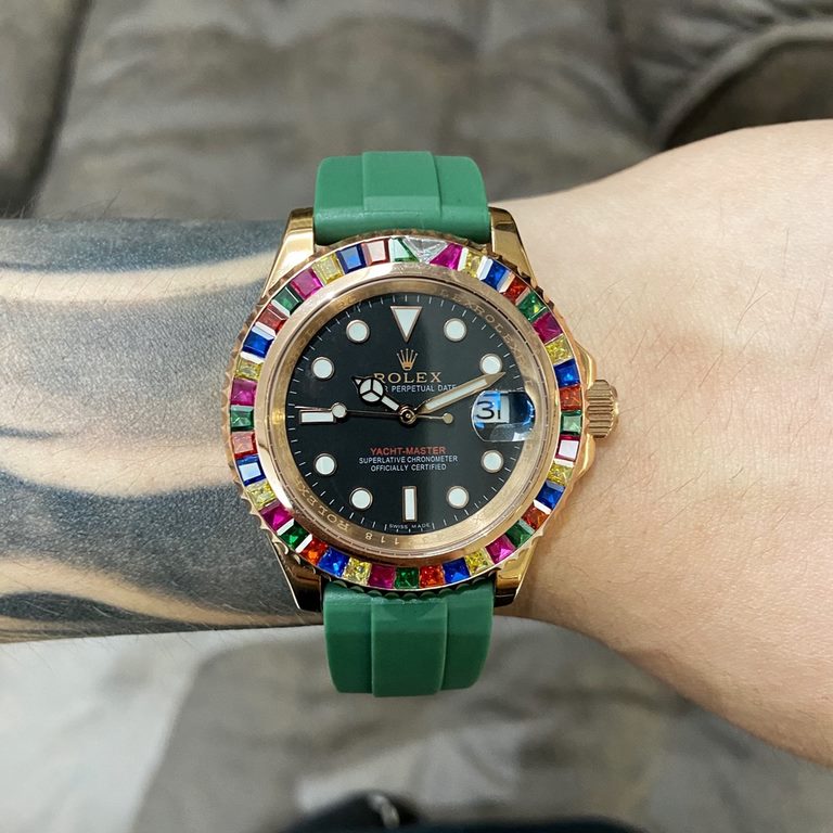 Rolex-ROLEX   Jeweled Circle custom-level reformulation of the water ghost to come [color] hand in hand with high-end jewelry factories, heavily inlaid with 72 black, green, sapphire corresponding color water ghost circl