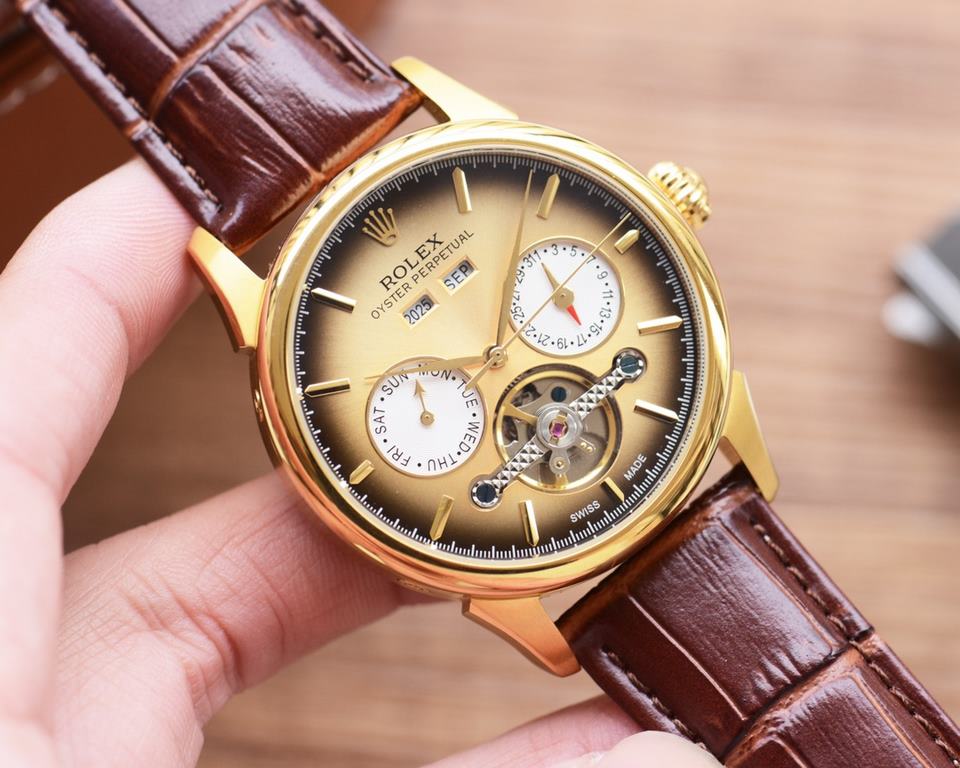 Men's favorite multi-function watch  【Newest】：Rolex   best design   exclusive first  【Type】：Boutique men's watches[Strap] Genuine cowhide leather strap[Movement] High-end automatic mechanical movement[Mirror] mineral rei